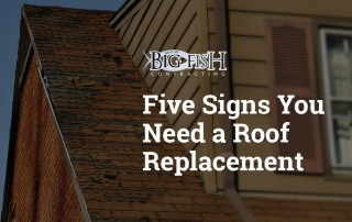 Graphic displaying the article title over an image of a roof in need of replacement
